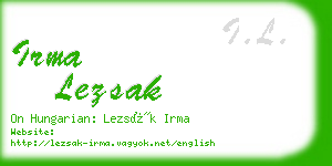 irma lezsak business card